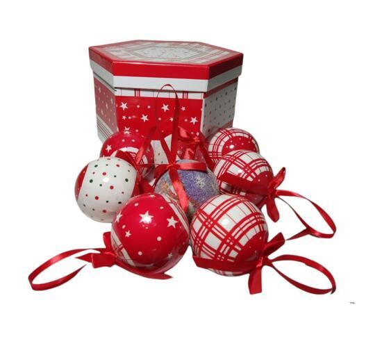 Шарики папье-маше "Красная клетка" 14 шт